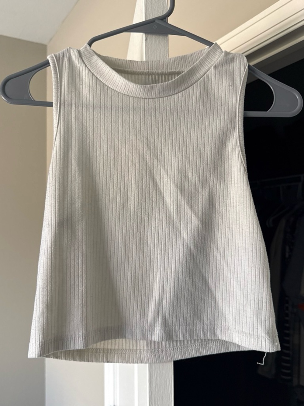 Sleeveless Ribbed Tank Top - White